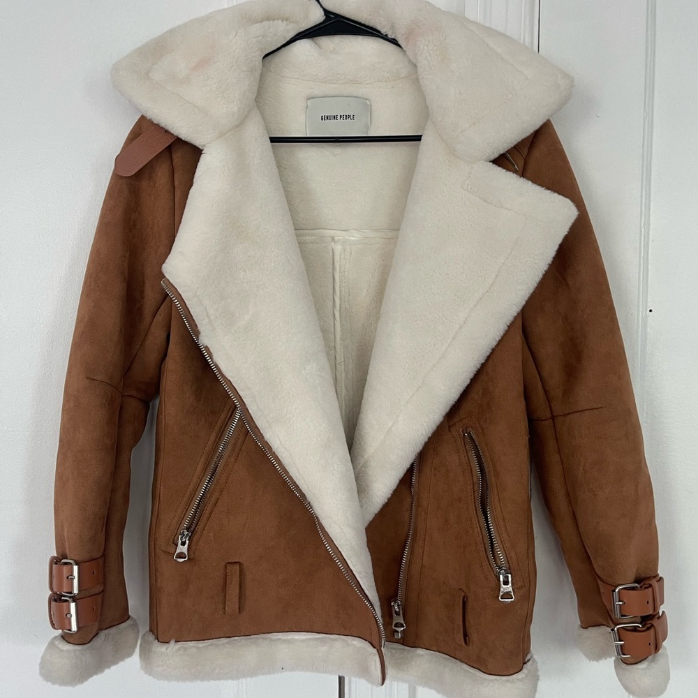 Brown and Cream Shearling Jacket